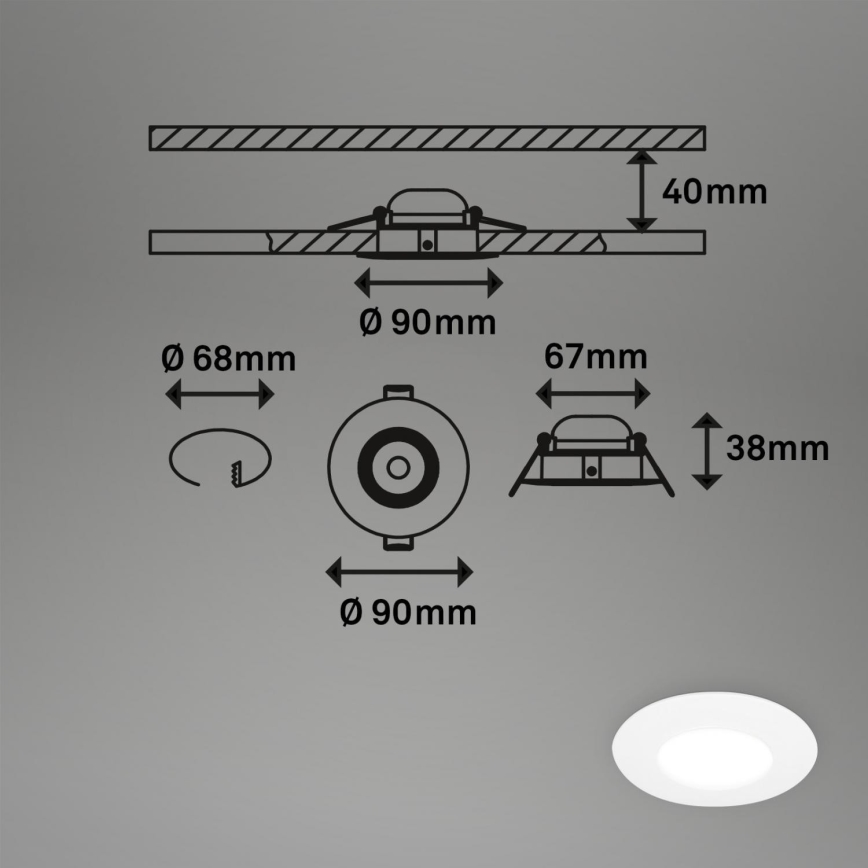 Briloner 7598036 - Set 3x LED Ugradbena lampa za kupatilo LED/4,9W/230V IP44 2700/4000/6500K bela