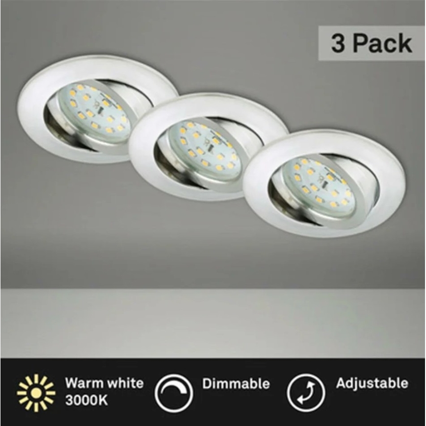Briloner 8317-039-Set 3x LED Prigušiva ugradbena lampa za kupatilo LED/5,5W/230V IP23