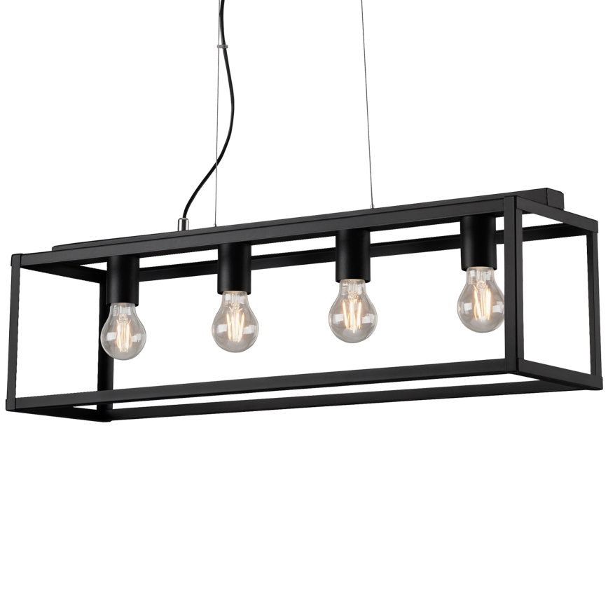 Briloner - Luster na sajli BLACK STEEL 4xE27/40W/230V
