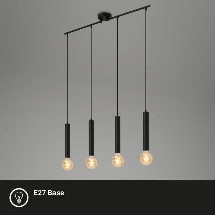 Briloner - Luster na sajli LONGA 4xE27/60W/230V crno