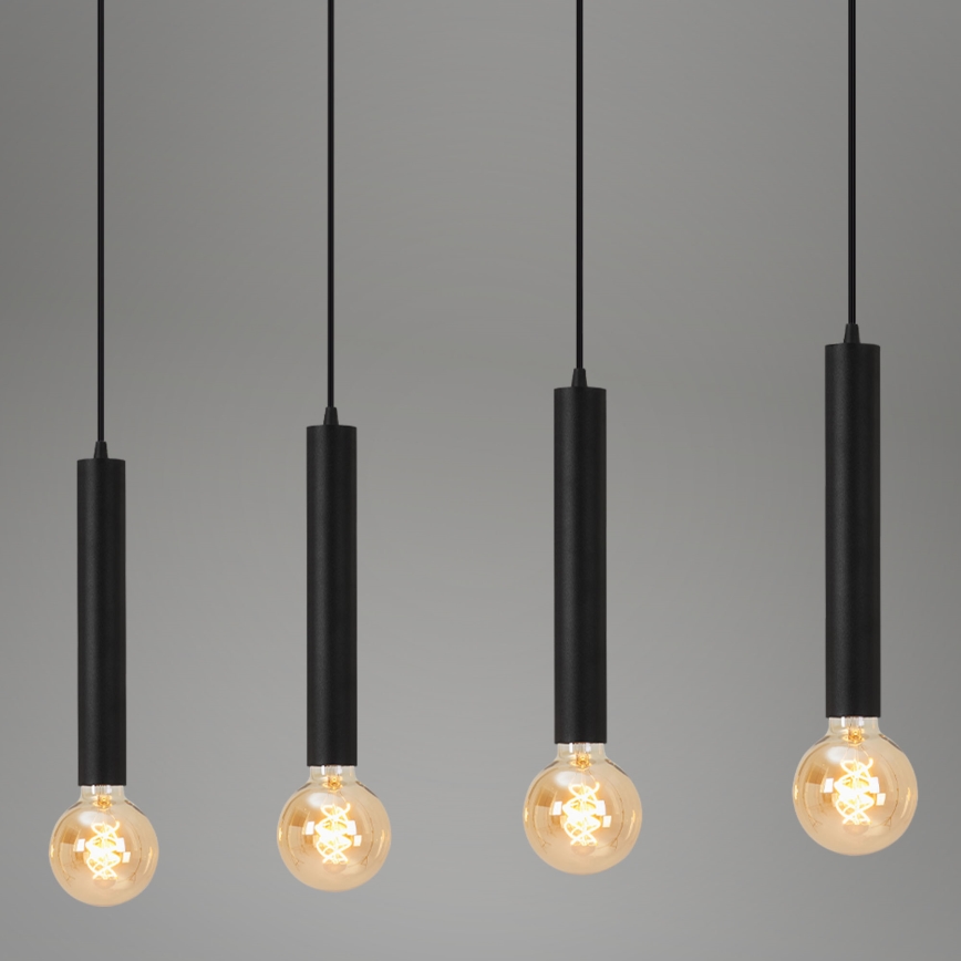 Briloner - Luster na sajli LONGA 4xE27/60W/230V crno