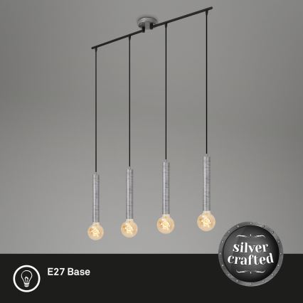 Briloner - Luster na sajli LONGA 4xE27/60W/230V srebrno