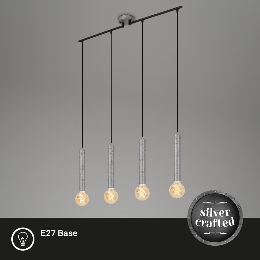 Briloner - Luster na sajli LONGA 4xE27/60W/230V srebrno