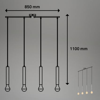 Briloner - Luster na sajli LONGA 4xE27/60W/230V srebrno
