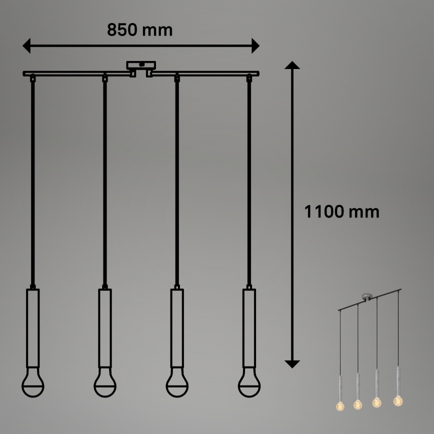 Briloner - Luster na sajli LONGA 4xE27/60W/230V srebrno