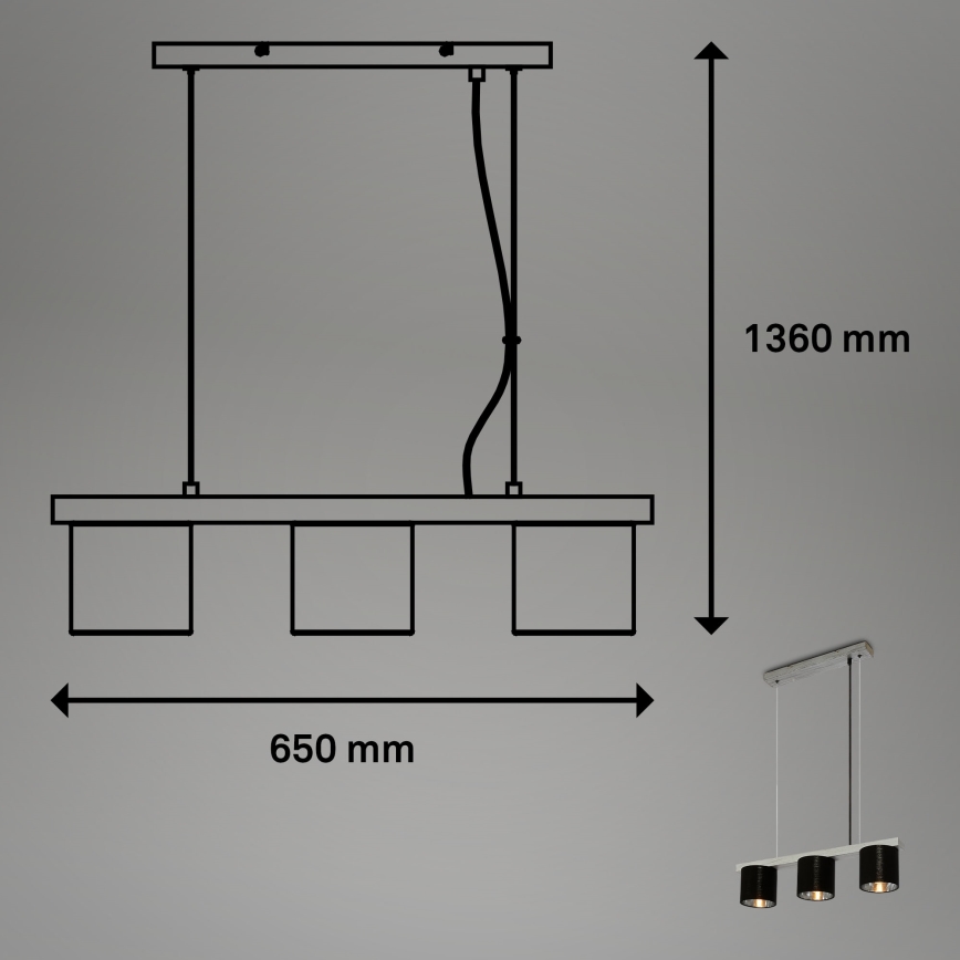 Briloner - Luster na sajli LURI 3xE14/25W/230V fikus elastika