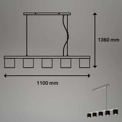 Briloner - Luster na sajli LURI 5xE14/25W/230V fikus elastika