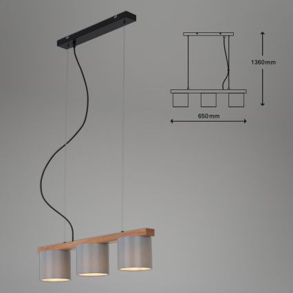 Briloner - Luster na sajli RHON 3xE14/25W/230V fikus elastika