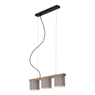 Briloner - Luster na sajli RHON 3xE14/25W/230V kaučukovo drvo