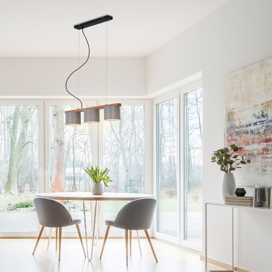 Briloner - Luster na sajli RHON 3xE14/25W/230V kaučukovo drvo