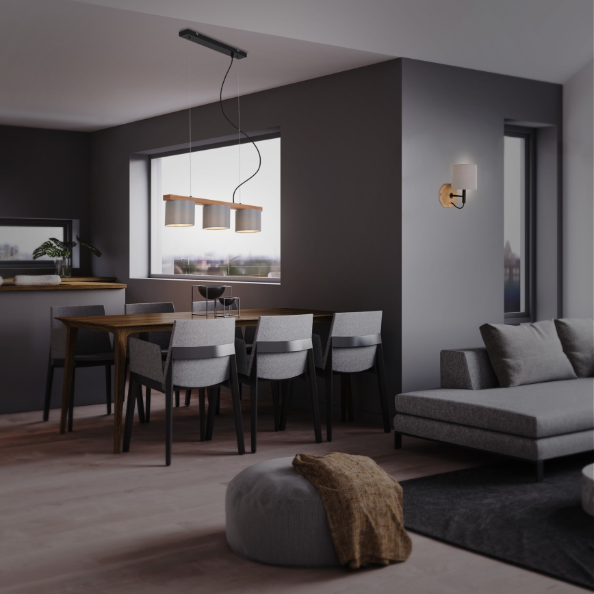 Briloner - Luster na sajli RHON 3xE14/25W/230V kaučukovo drvo