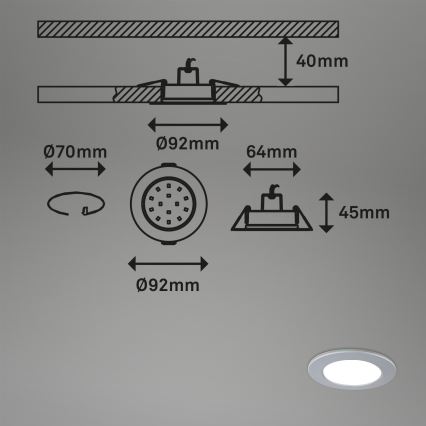 Briloner - Set 3x LED Prigušiva ugradbena lampa za kupatilo LED/4,8W/230V 3000-6500K IP44 + Daljinski upravljač