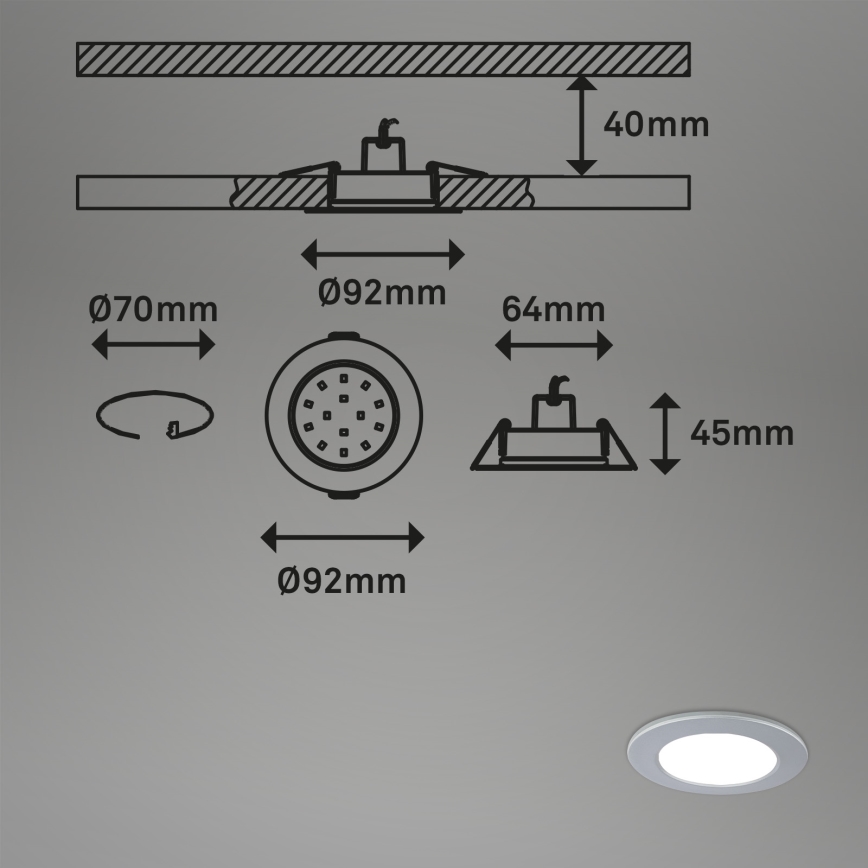 Briloner - Set 3x LED Prigušiva ugradbena lampa za kupatilo LED/4,8W/230V 3000-6500K IP44 + Daljinski upravljač