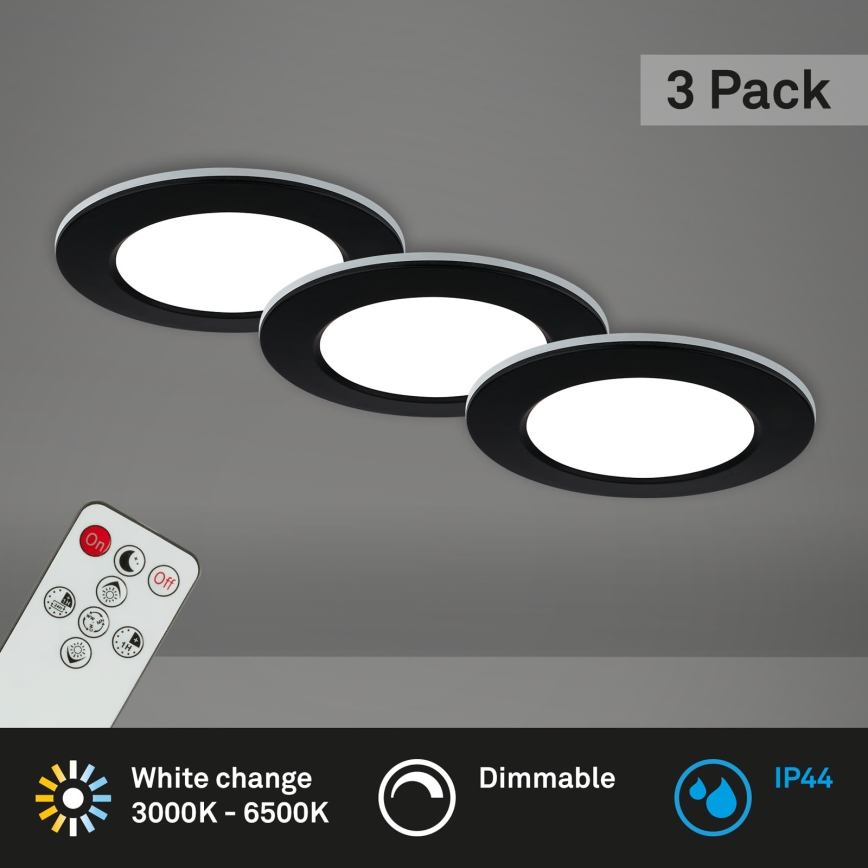 Briloner - Set 3x LED Prigušiva ugradbena lampa za kupatilo LED/4,8W/230V 3000-6500K IP44 + Daljinski upravljač