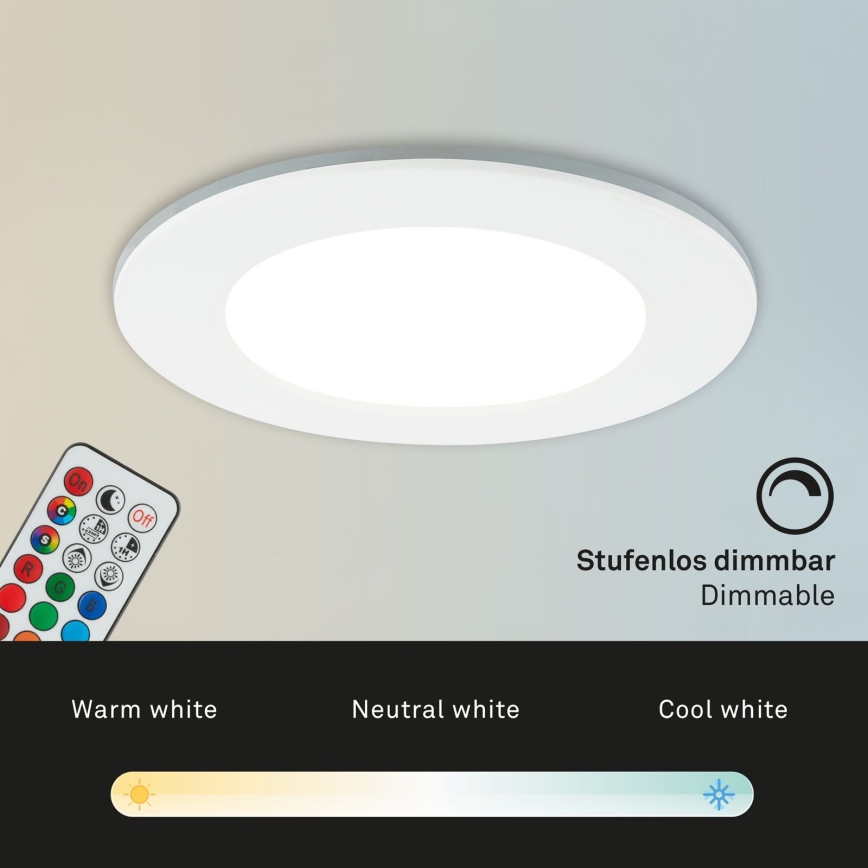Briloner - Set 3x RGBW LED Prigušiva ugradbena lampa za kupatilo LED/4,8W/230V 3000-6500K IP65 + Daljinski upravljač