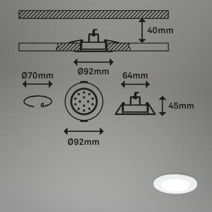 Briloner - Set 3x RGBW LED Prigušiva ugradbena lampa za kupatilo LED/4,8W/230V 3000-6500K IP65 + Daljinski upravljač