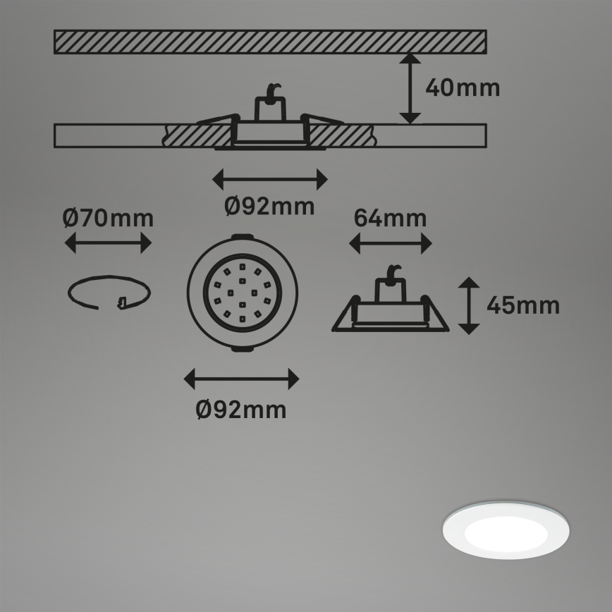 Briloner - Set 3x RGBW LED Prigušiva ugradbena lampa za kupatilo LED/4,8W/230V 3000-6500K IP65 + Daljinski upravljač