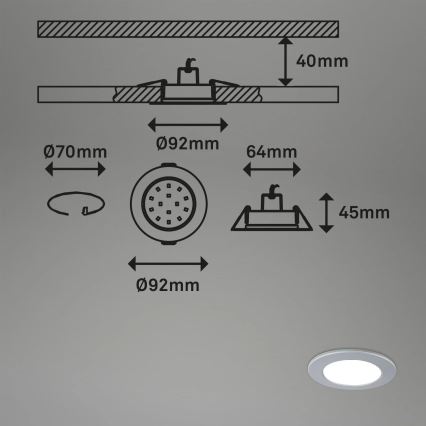 Briloner - Set 3x LED RGBW Prigušiva ugradbena lampa za kupatilo LED/4,8W/230V 3000-6500K IP65 + Daljinski upravljač