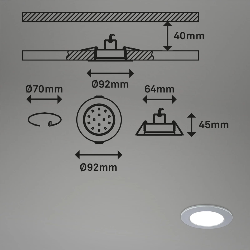 Briloner - Set 3x LED RGBW Prigušiva ugradbena lampa za kupatilo LED/4,8W/230V 3000-6500K IP65 + Daljinski upravljač
