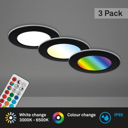 Briloner - Set 3x LED RGBW Prigušiva ugradbena lampa za kupatilo LED/4,8W/230V 3000-6500K IP65 + Daljinski upravljač