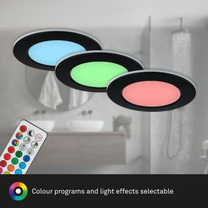 Briloner - Set 3x LED RGBW Prigušiva ugradbena lampa za kupatilo LED/4,8W/230V 3000-6500K IP65 + Daljinski upravljač