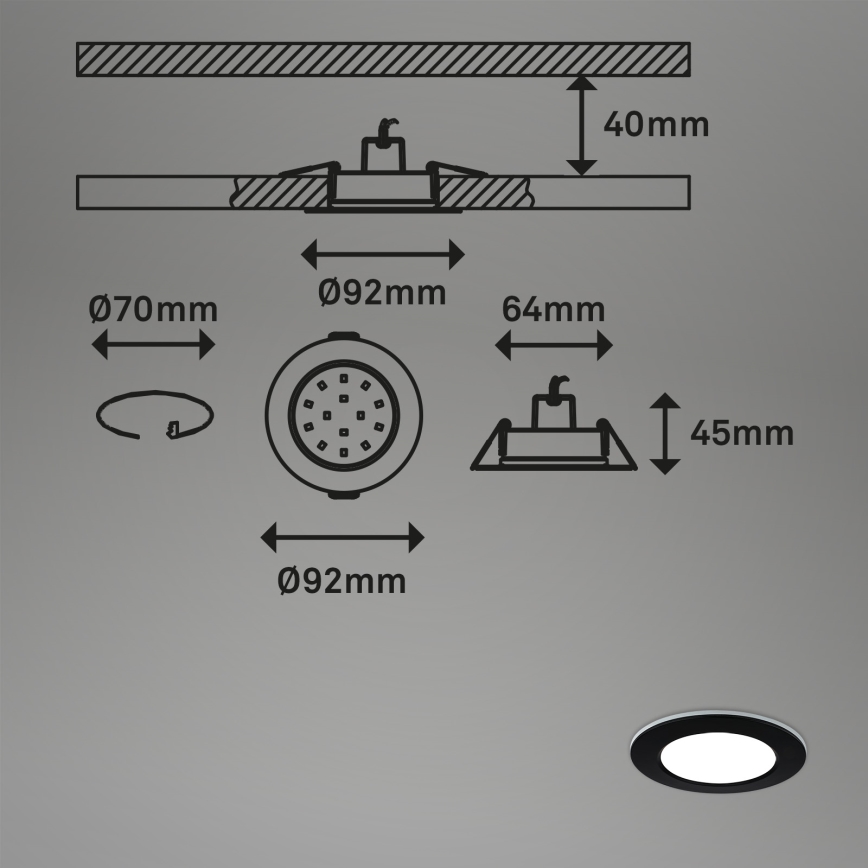 Briloner - Set 3x LED RGBW Prigušiva ugradbena lampa za kupatilo LED/4,8W/230V 3000-6500K IP65 + Daljinski upravljač