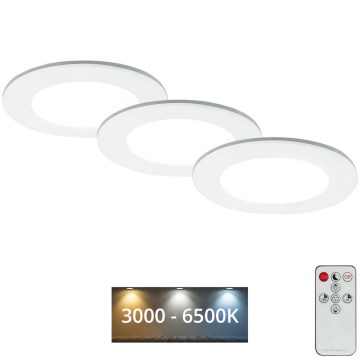 Briloner - Set 3x LED Prigušiva ugradbena lampa za kupatilo LED/4,8W/230V 3000-6500K IP44 + Daljinski upravljač