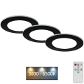 Briloner - Set 3x LED Prigušiva ugradbena lampa za kupatilo LED/4,8W/230V 3000-6500K IP44 + Daljinski upravljač