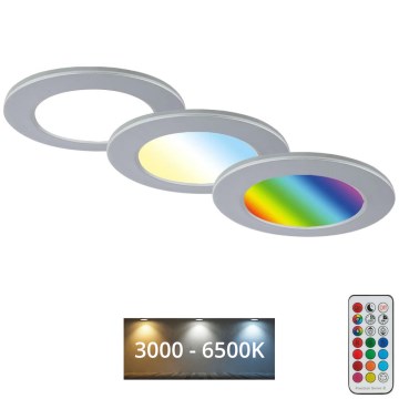 Briloner - Set 3x LED RGBW Prigušiva ugradbena lampa za kupatilo LED/4,8W/230V 3000-6500K IP65 + Daljinski upravljač