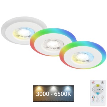Briloner - Set 3x LED RGBW Prigušiva ugradbena lampa za kupatilo LED/5W/230V 3000-6500K IP44 + Daljinski upravljač