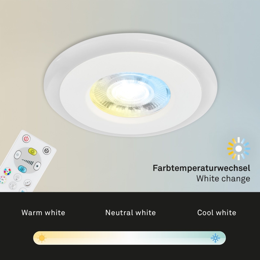 Briloner - Set 3x LED RGBW Prigušiva ugradbena lampa za kupatilo LED/5W/230V 3000-6500K IP44 + Daljinski upravljač