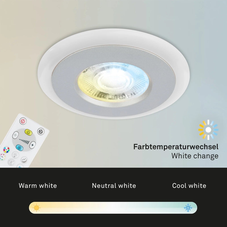 Briloner - Set 3x LED RGBW Prigušiva ugradbena lampa za kupatilo LED/5W/230V 3000-6500K IP44 + Daljinski upravljač