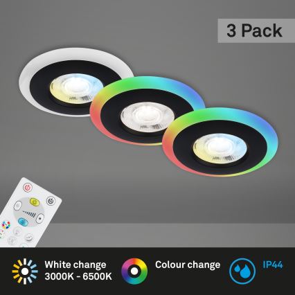 Briloner - Set 3x LED RGBW Prigušiva ugradbena lampa za kupatilo LED/5W/230V 3000-6500K IP44 + Daljinski upravljač