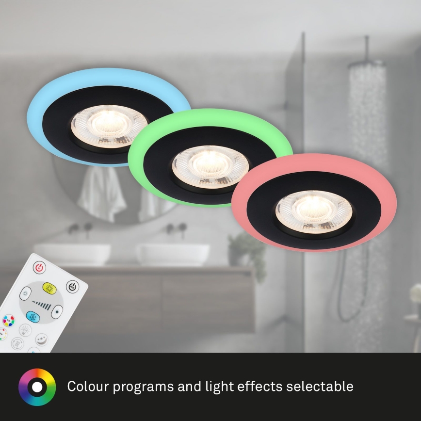 Briloner - Set 3x LED RGBW Prigušiva ugradbena lampa za kupatilo LED/5W/230V 3000-6500K IP44 + Daljinski upravljač