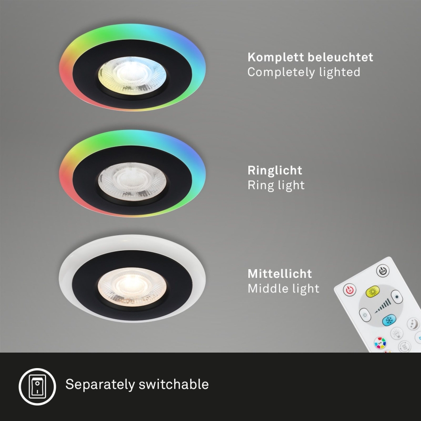 Briloner - Set 3x LED RGBW Prigušiva ugradbena lampa za kupatilo LED/5W/230V 3000-6500K IP44 + Daljinski upravljač