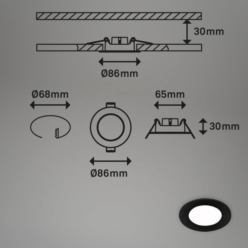 Briloner - Set 3x LED Ugradbena lampa za kupatilo LED/3W/230V IP23