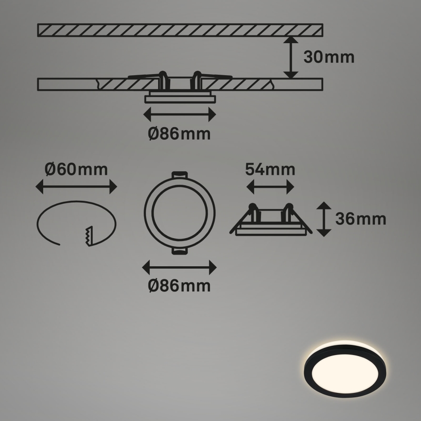 Briloner - Set 3x LED Ugradbena lampa za kupatilo LED/3W/230V IP44