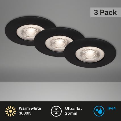 Briloner - Set 3x LED Ugradbena lampa za kupatilo LED/4,9W/230V IP44 crno