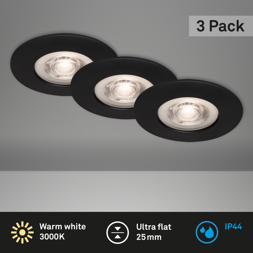 Briloner - Set 3x LED Ugradbena lampa za kupatilo LED/4,9W/230V IP44 crno
