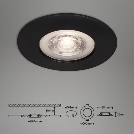 Briloner - Set 3x LED Ugradbena lampa za kupatilo LED/4,9W/230V IP44 crno