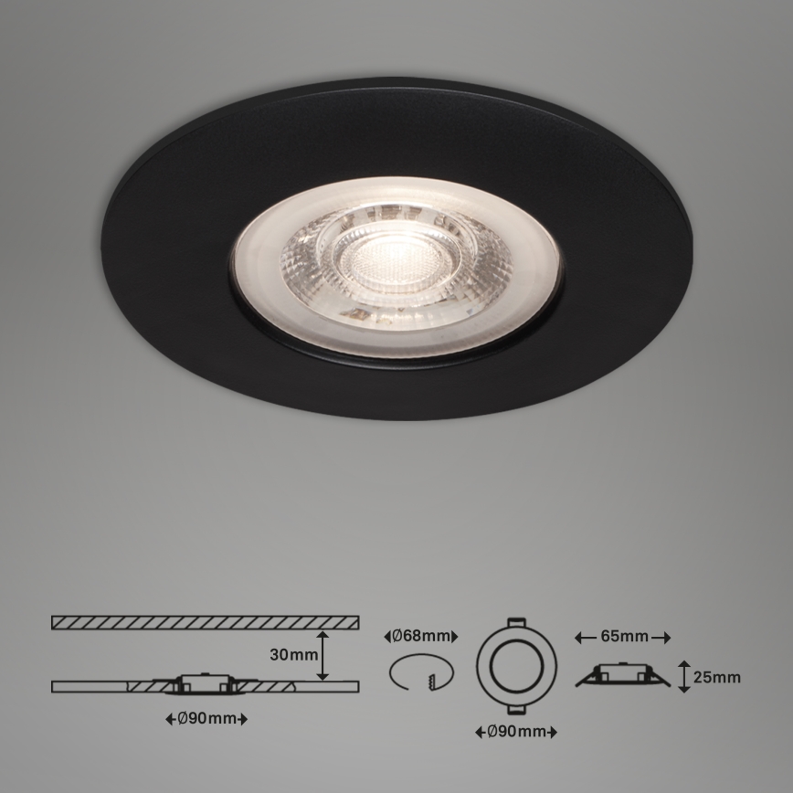 Briloner - Set 3x LED Ugradbena lampa za kupatilo LED/4,9W/230V IP44 crno