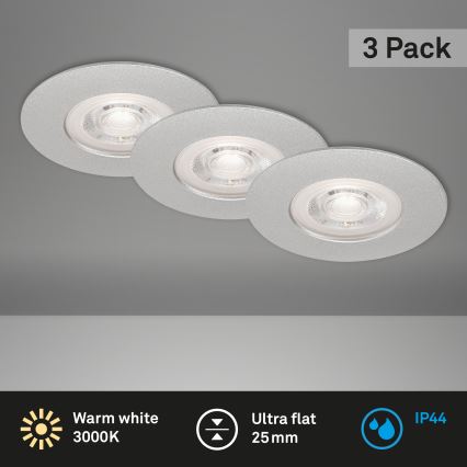 Briloner- Set 3x LED Ugradbena lampa za kupatilo LED/4,9W/230V IP44 srebrno