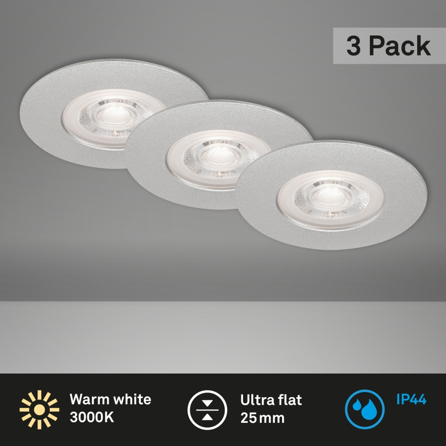 Briloner- Set 3x LED Ugradbena lampa za kupatilo LED/4,9W/230V IP44 srebrno