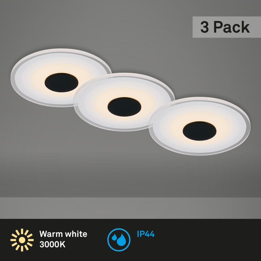 Briloner - Set 3x LED Ugradbena lampa za kupatilo LED/6W/230V IP44 crno
