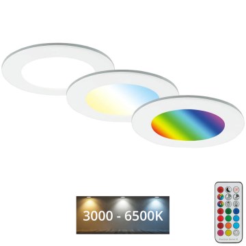 Briloner - Set 3x RGBW LED Prigušiva ugradbena lampa za kupatilo LED/4,8W/230V 3000-6500K IP65 + Daljinski upravljač