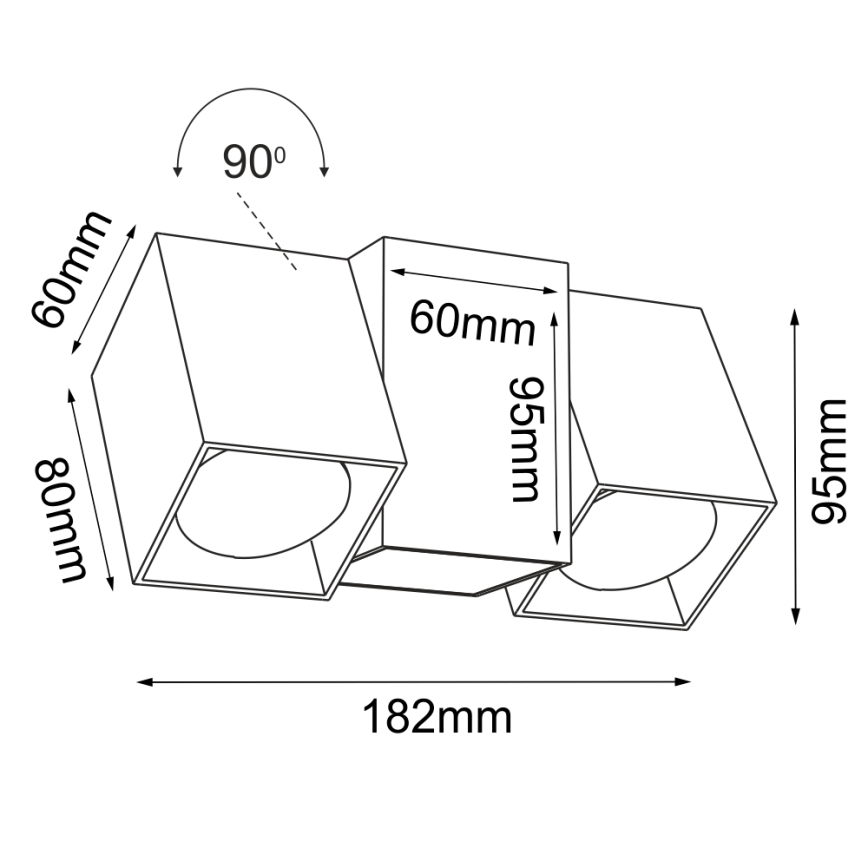 Brosline - Zidno reflektorsko svetlo 2xGU10/10W/230V crna