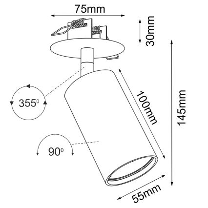 Brosline - Ugradno spot svetlo 1xGU10/10W/230V, crno