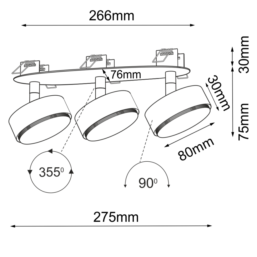 Brosline - Ugradno spot svetlo za spušteni plafon 3xGX53/9W/230V, belo