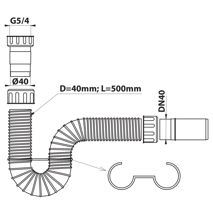 Bruckner - Flexi sifon za lavabo DN40 bela