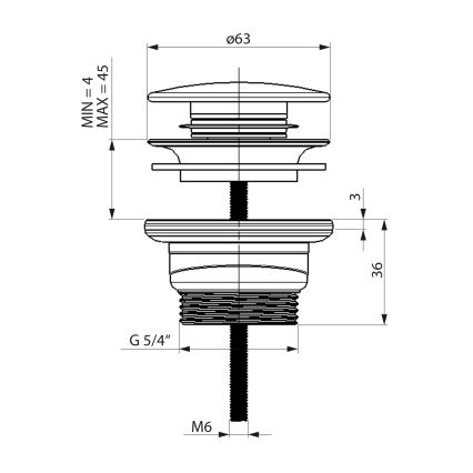 Bruckner - Gornji deo sifona za lavabo CLICK-CLACK pr. 6,3 cm nerđajući čelik